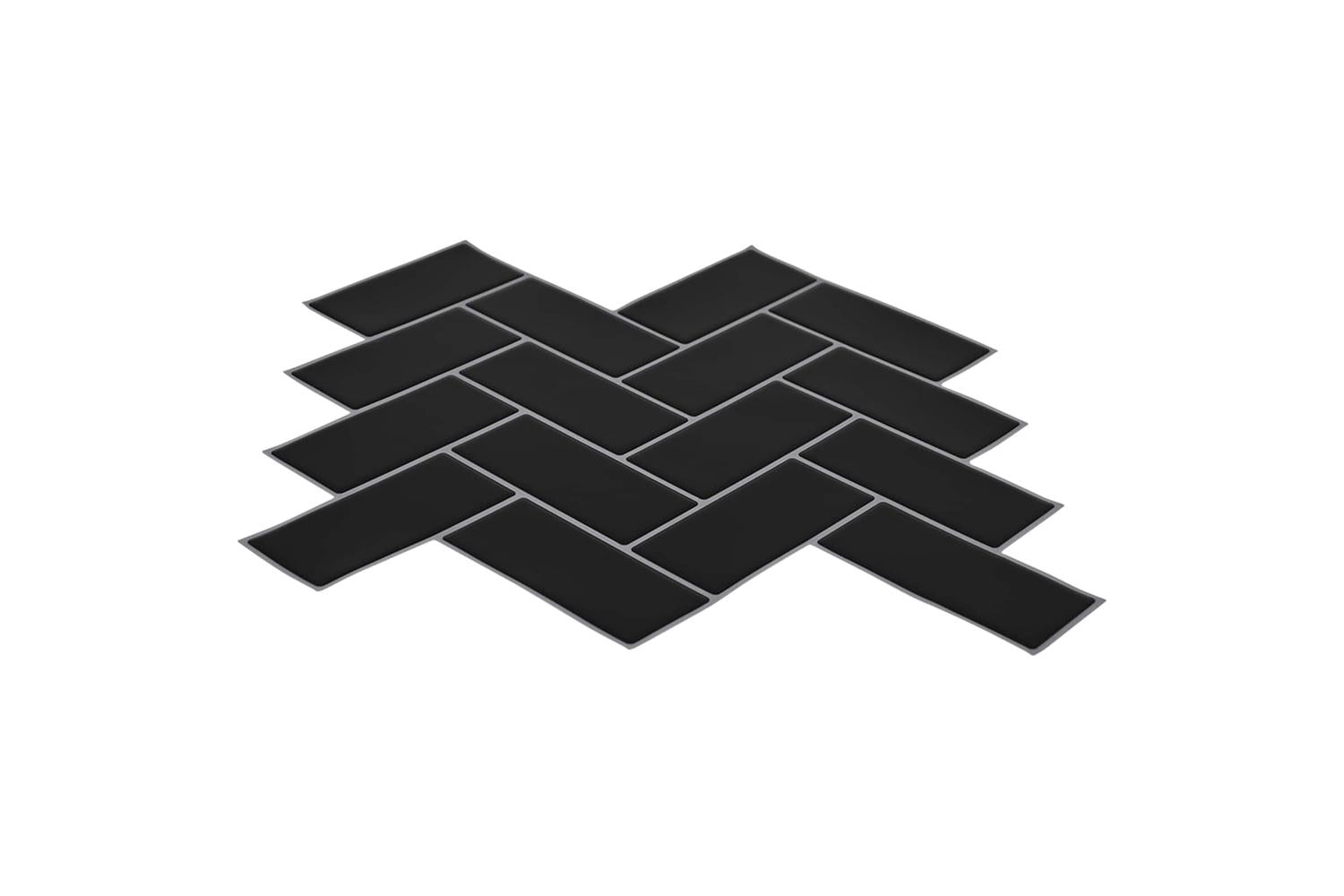 Vidaxl Herringbone Tile 10 Pcs Black 30 X 30 Cm Polyurethane And Pet-3