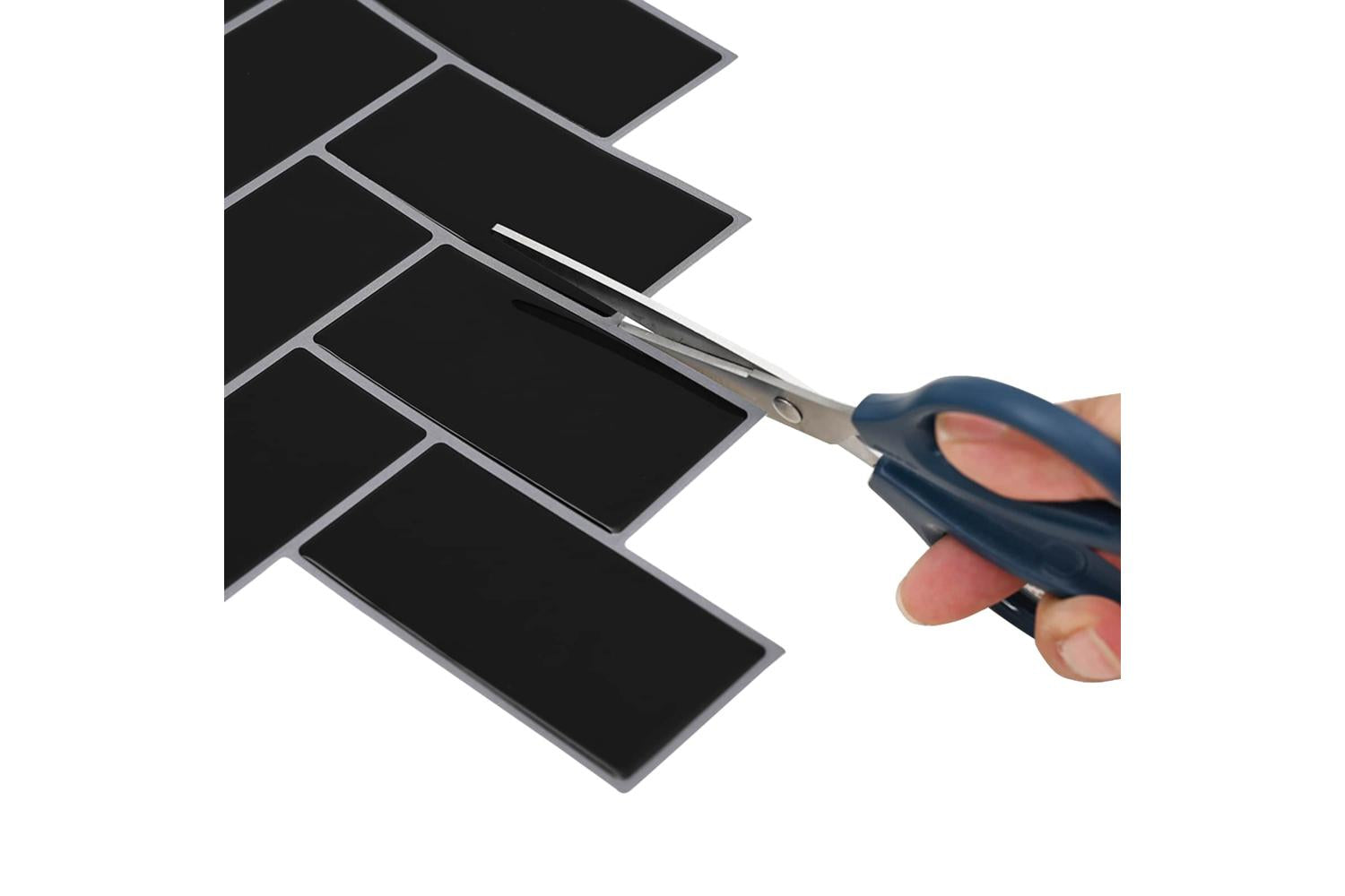 Vidaxl Herringbone Tile 10 Pcs Black 30 X 30 Cm Polyurethane And Pet-5