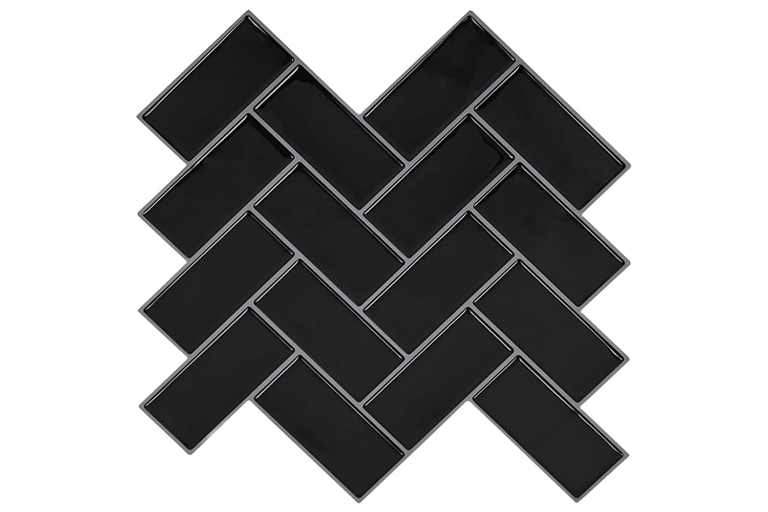 Vidaxl Herringbone Tile 10 Pcs Black 30 X 30 Cm Polyurethane And Pet