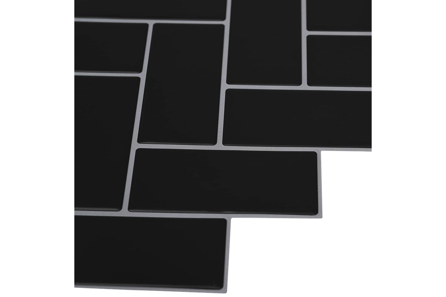 Vidaxl Herringbone Tile 10 Pcs Black 30 X 30 Cm Polyurethane And Pet-4