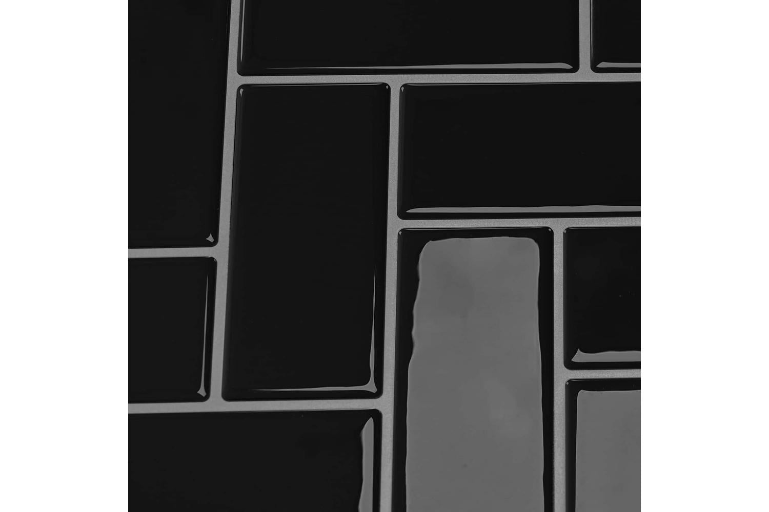Vidaxl Herringbone Tile 10 Pcs Black 30 X 30 Cm Polyurethane And Pet-9