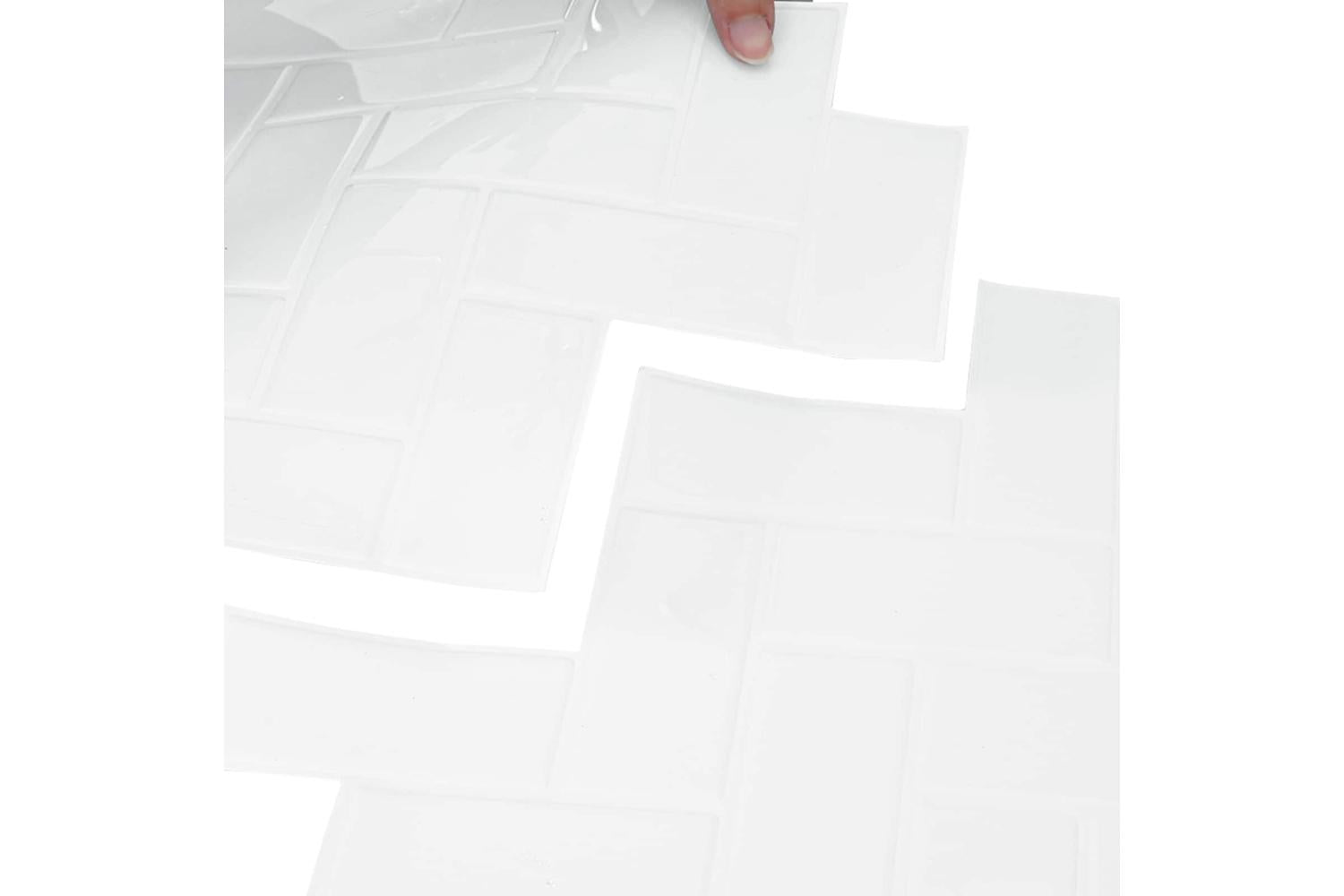 Vidaxl Herringbone Tile 10 Pcs White 30 X 30 Cm Polyurethane And Pet-7