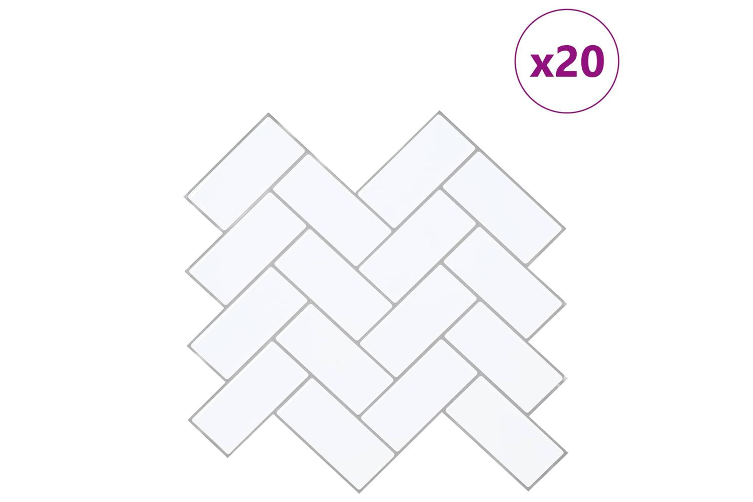 Vidaxl Herringbone Tile 20 Pcs White Grey 30 X 30 Cm-2