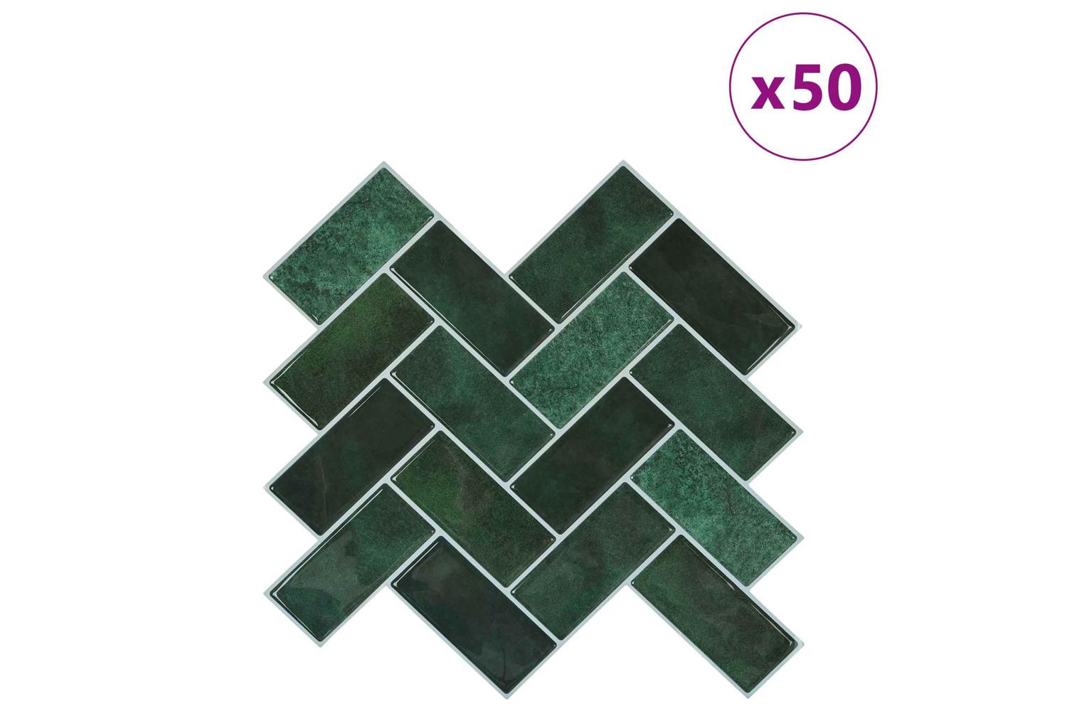 Vidaxl Herringbone Tile 50 Pcs Dark Green 30 X 30 Cm-2