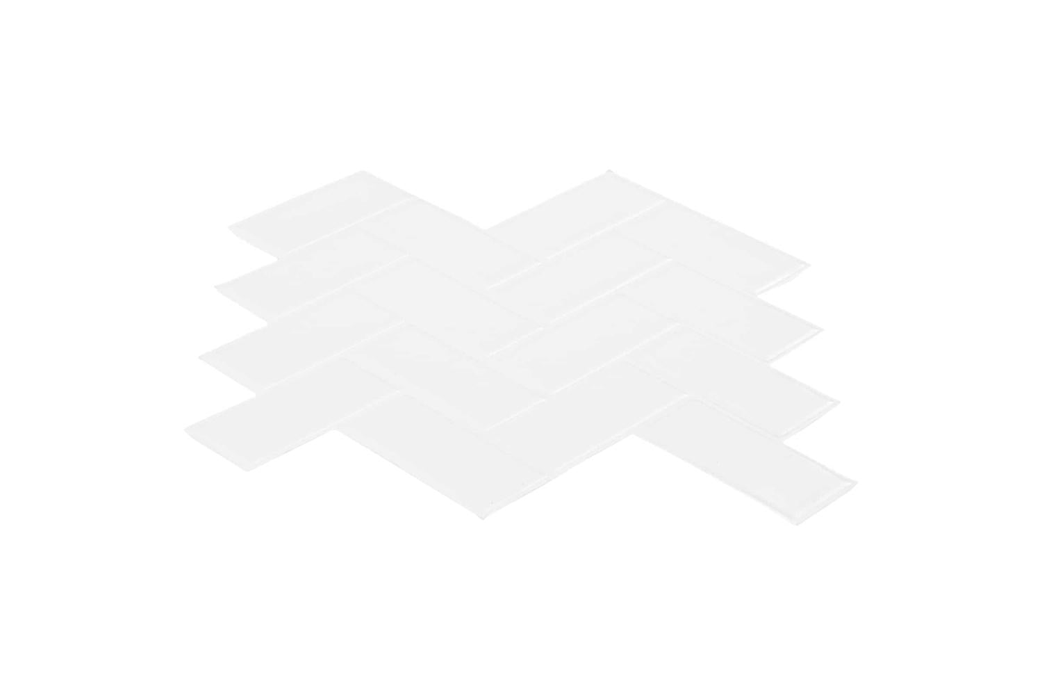Vidaxl Herringbone Tile 50 Pcs White 30 X 30 Cm Polyurethane And Pet-3