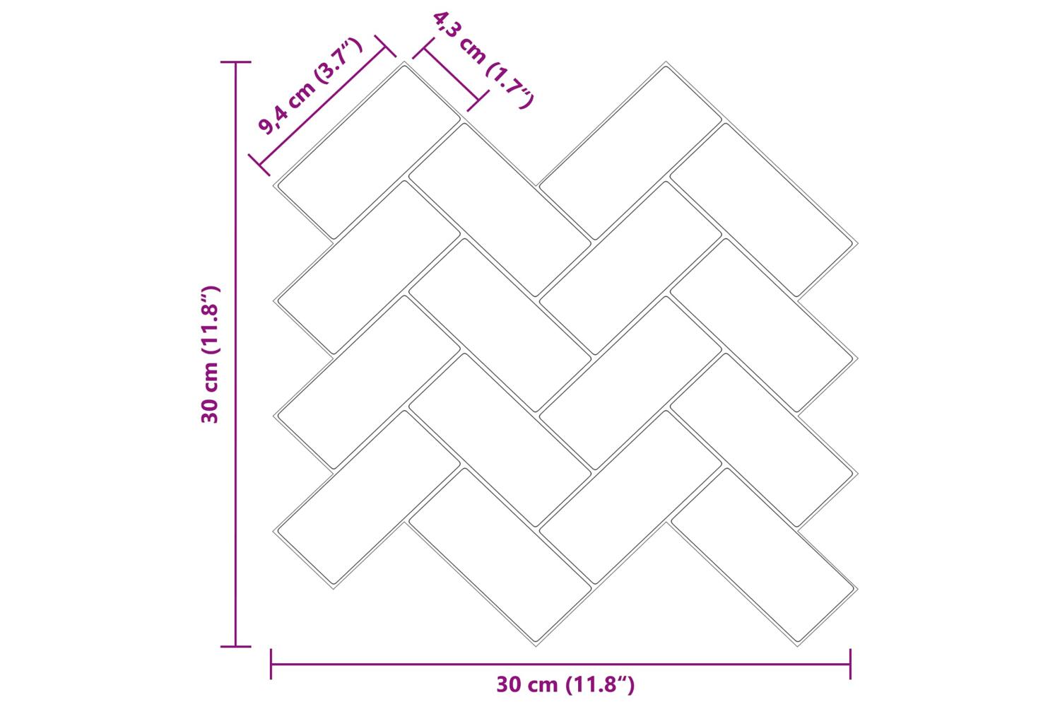 Vidaxl Herringbone Tile 50 Pcs White 30 X 30 Cm Polyurethane And Pet-10