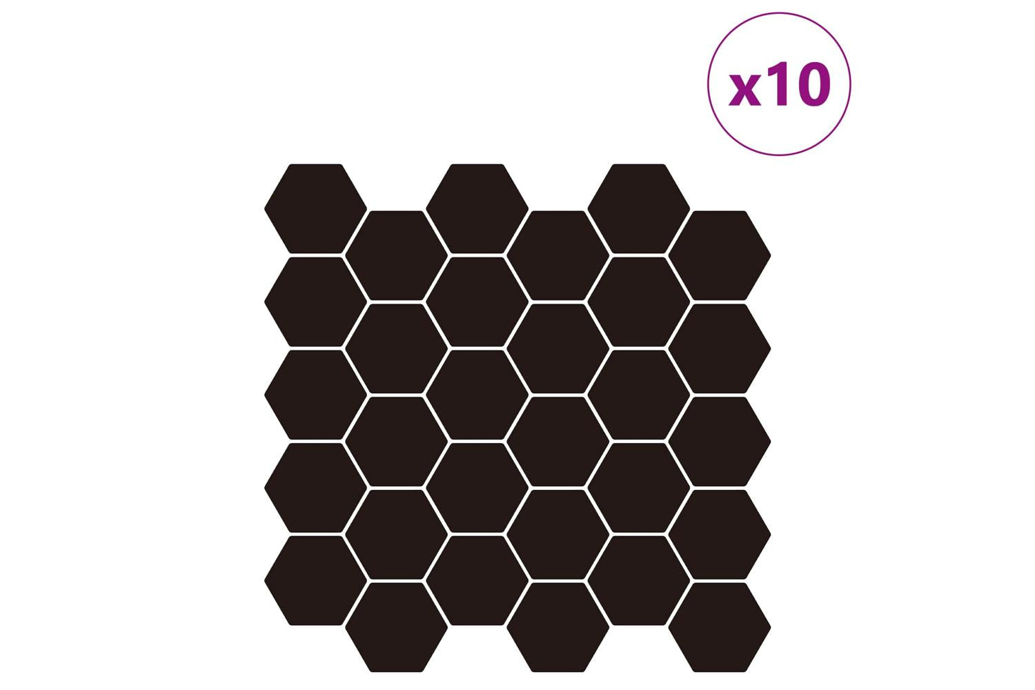 Vidaxl Hexagon Tile 10 Pcs Black 30 X 30 Cm Polyurethane And Pet-2