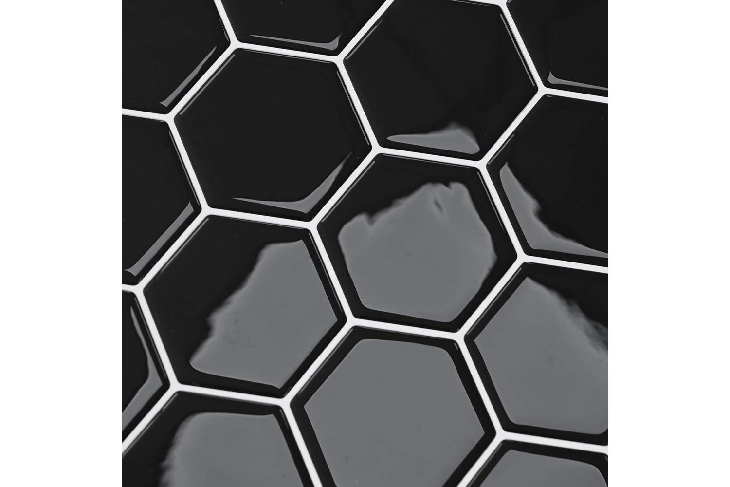 Vidaxl Hexagon Tile 10 Pcs Black 30 X 30 Cm Polyurethane And Pet-9