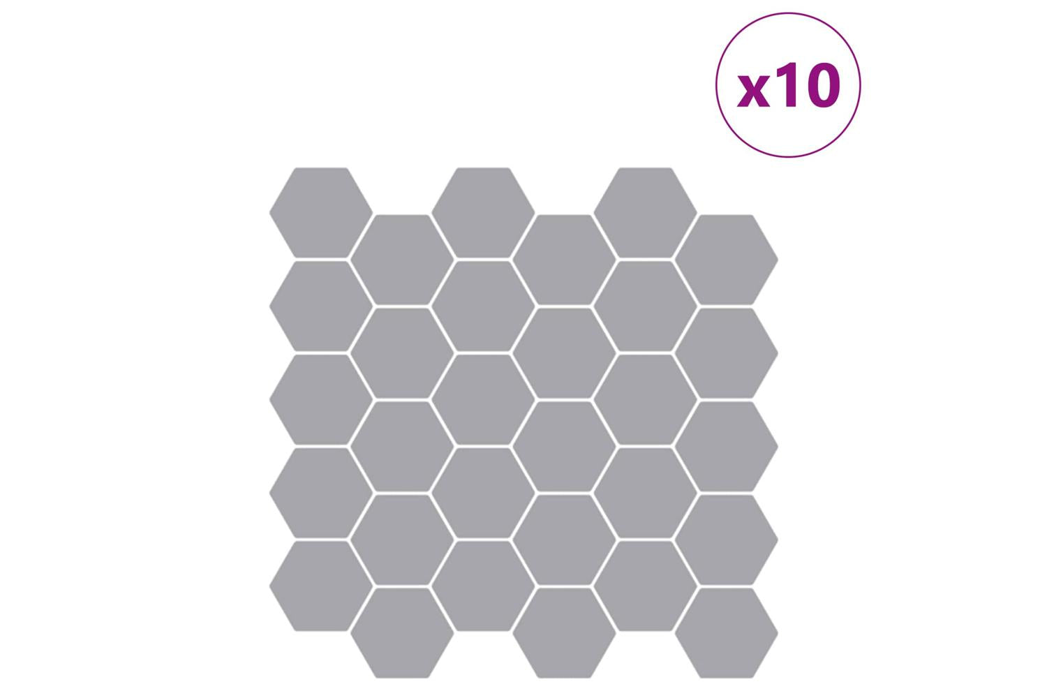 Vidaxl Hexagon Tile 10 Pcs Grey 30 X 30 Cm Polyurethane And Pet-2