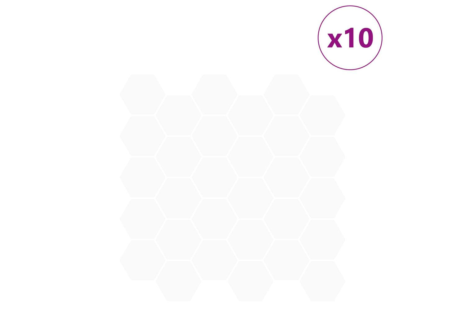 Vidaxl Hexagon Tile 10 Pcs White 30 X 30 Cm Polyurethane And Pet-2