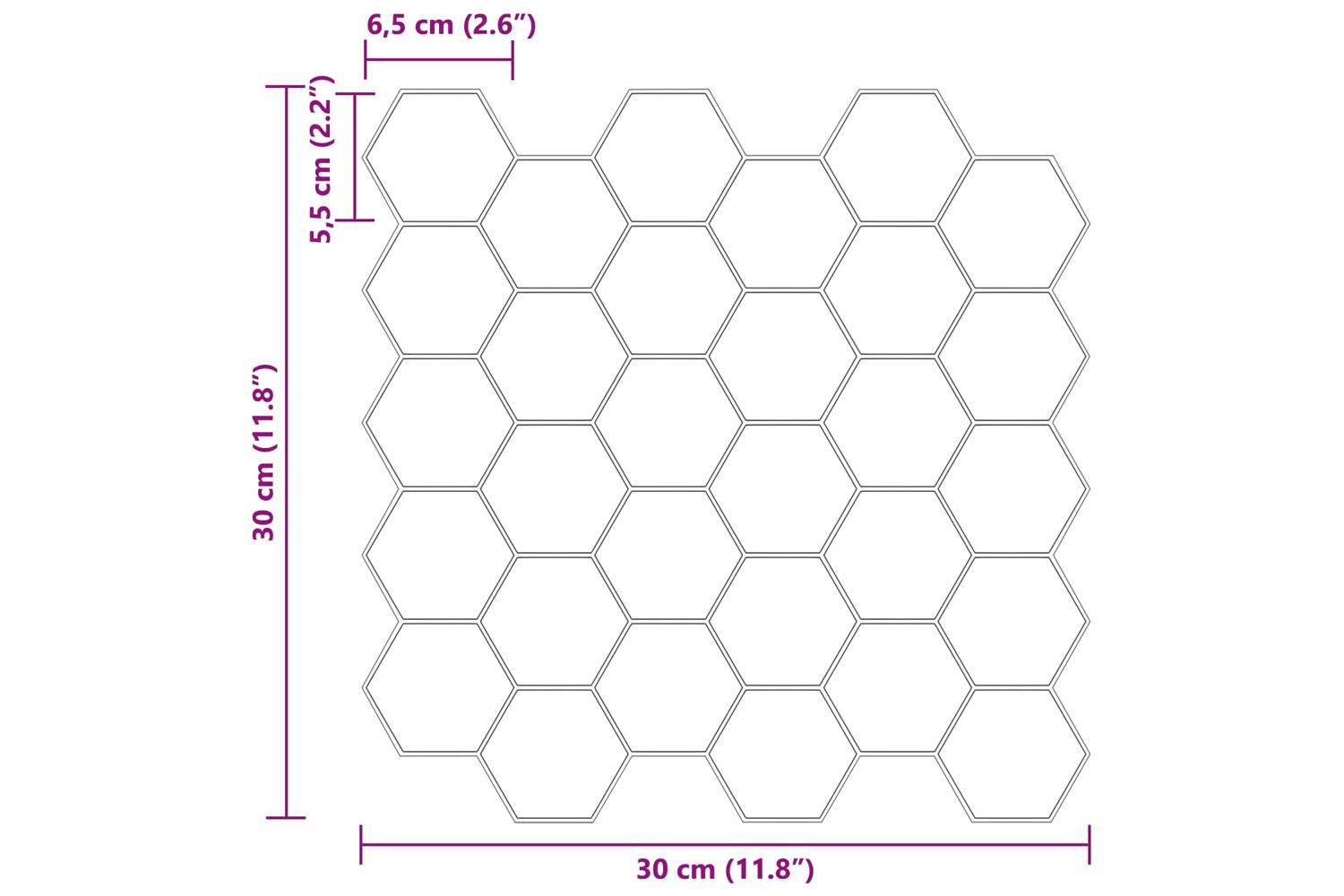 Vidaxl Hexagon Tile 10 Pcs White 30 X 30 Cm Polyurethane And Pet-10
