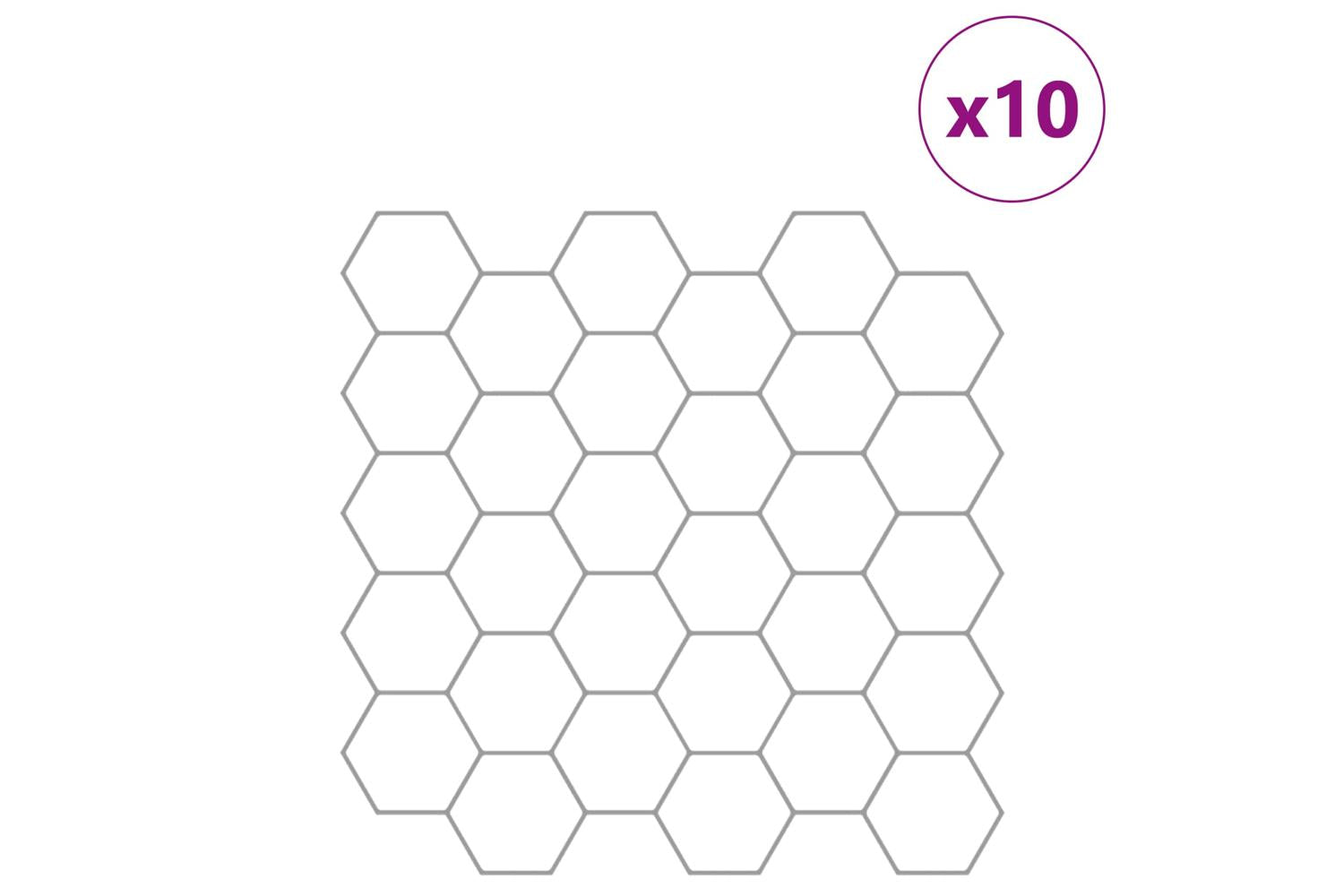Vidaxl Hexagon Tile 10 Pcs White Grey 30 X 30 Cm Polyurethane And Pet-2