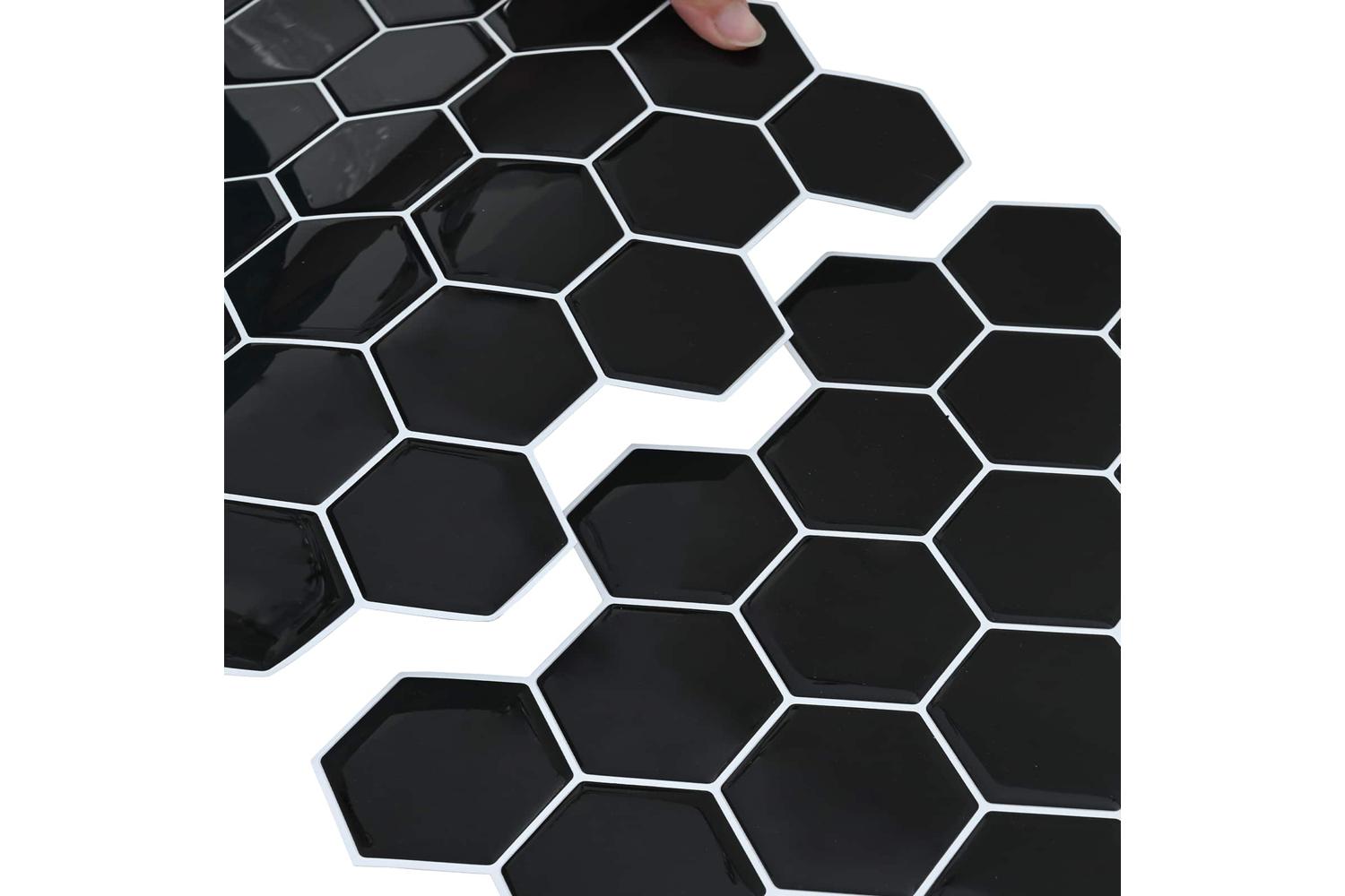 Vidaxl Hexagon Tile 20 Pcs Black 30 X 30 Cm Polyurethane And Pet-7