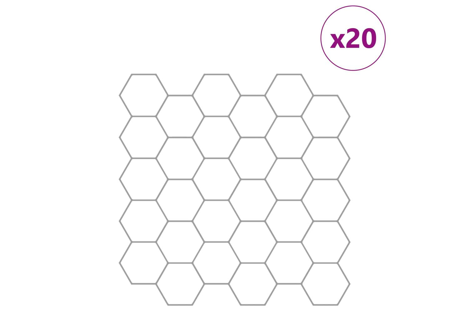 Vidaxl Hexagon Tile 20 Pcs White Grey 30 X 30 Cm Polyurethane And Pet-2