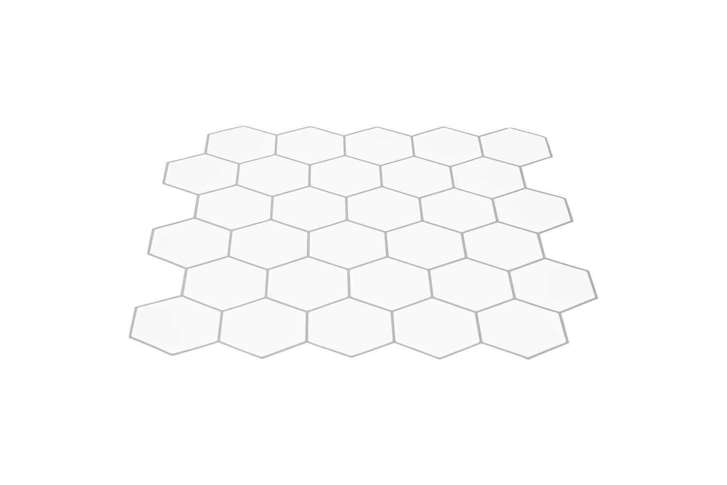 Vidaxl Hexagon Tile 20 Pcs White Grey 30 X 30 Cm Polyurethane And Pet-3