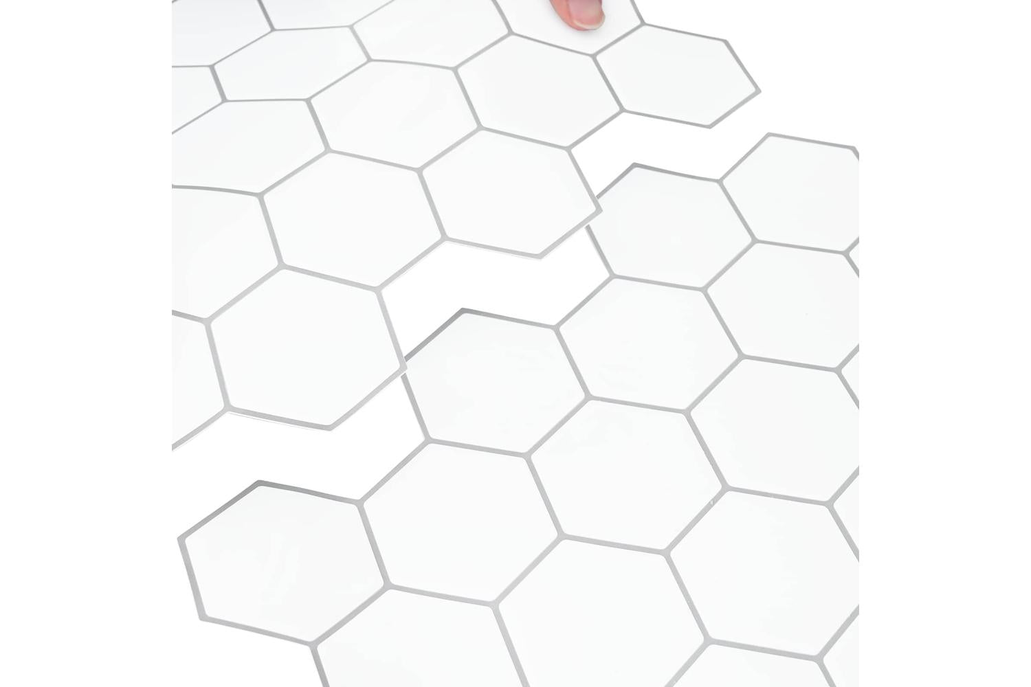 Vidaxl Hexagon Tile 20 Pcs White Grey 30 X 30 Cm Polyurethane And Pet-7