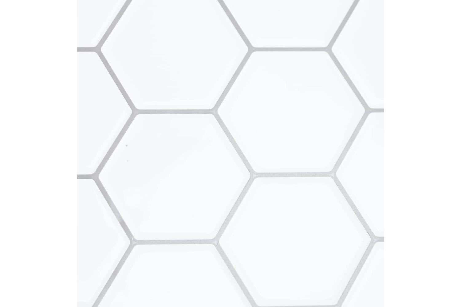 Vidaxl Hexagon Tile 20 Pcs White Grey 30 X 30 Cm Polyurethane And Pet-9