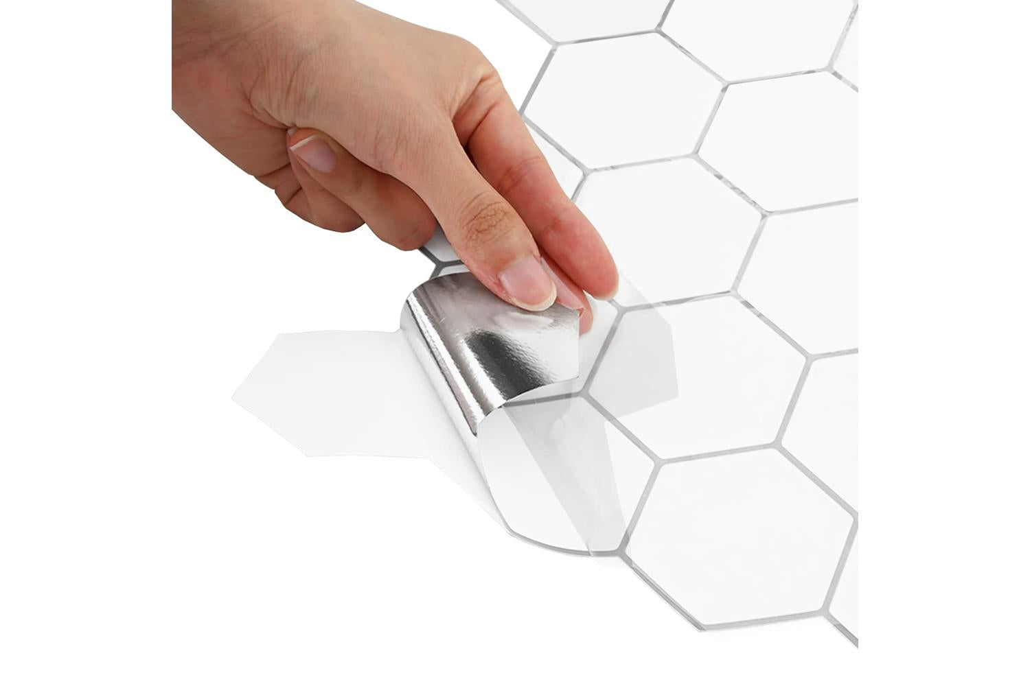 Vidaxl Hexagon Tile 50 Pcs White Grey 30 X 30 Cm Polyurethane And Pet-6