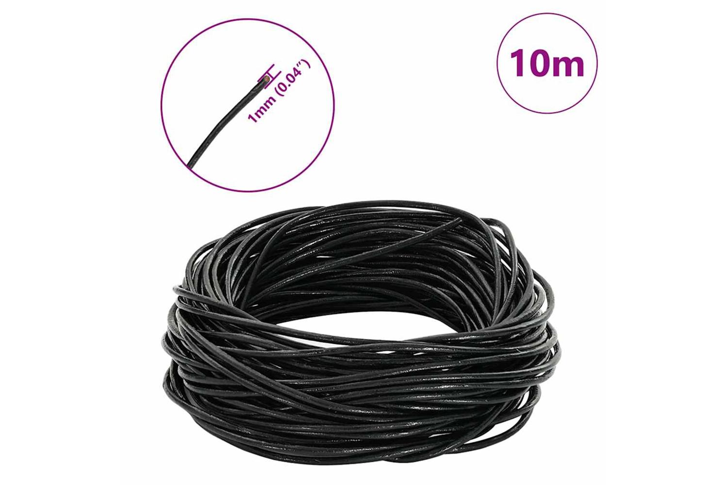 Vidaxl Leather Cord 1 Black 1 Mm X 10 M Leather-7