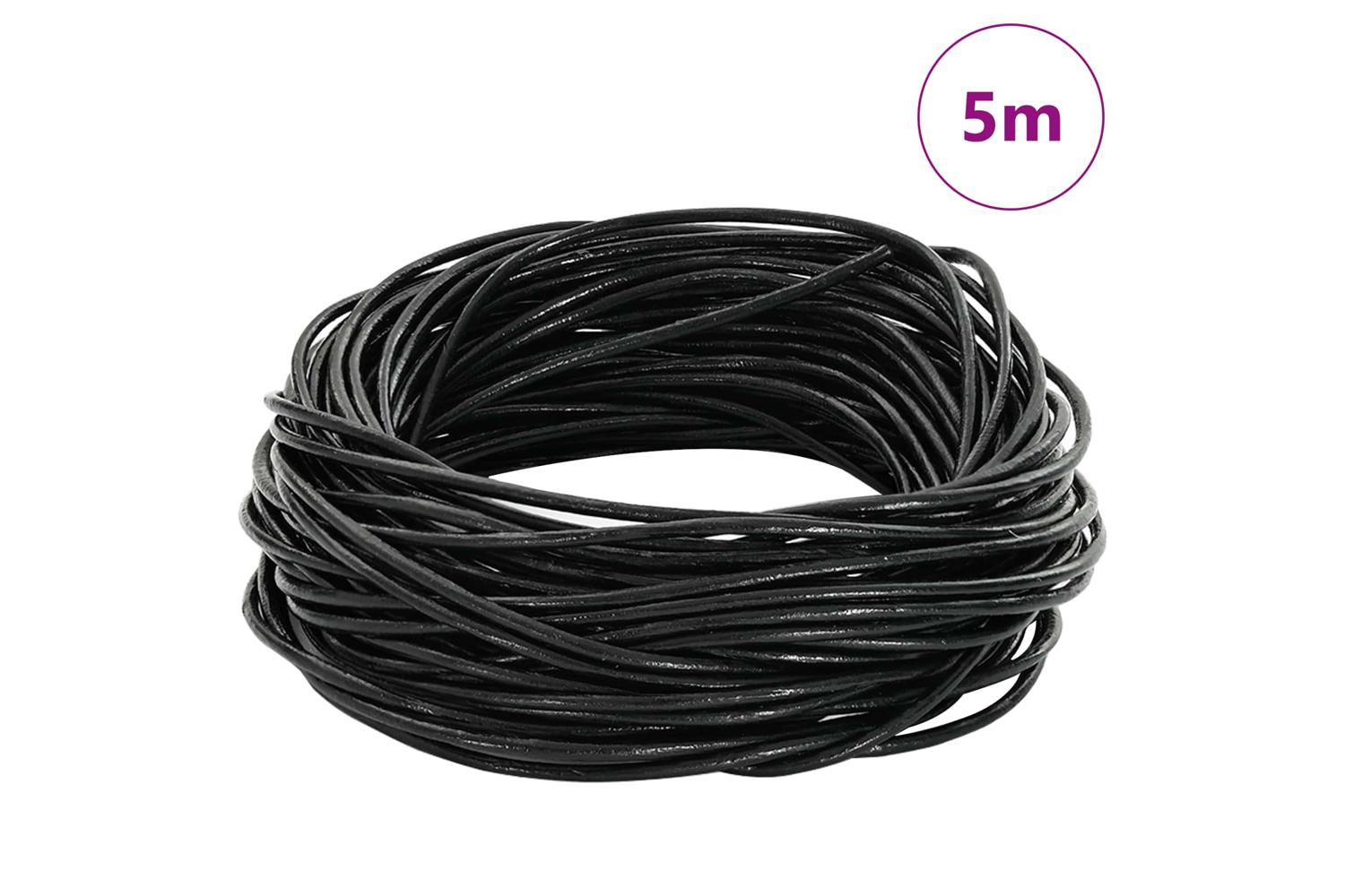 Vidaxl Leather Cord 1 Black 15 Mm X 5 M Leather-2
