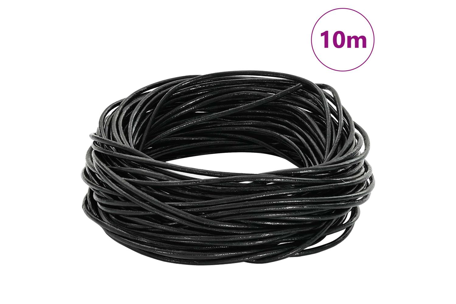 Vidaxl Leather Cord 1 Black 2 Mm X 10 M Leather-2