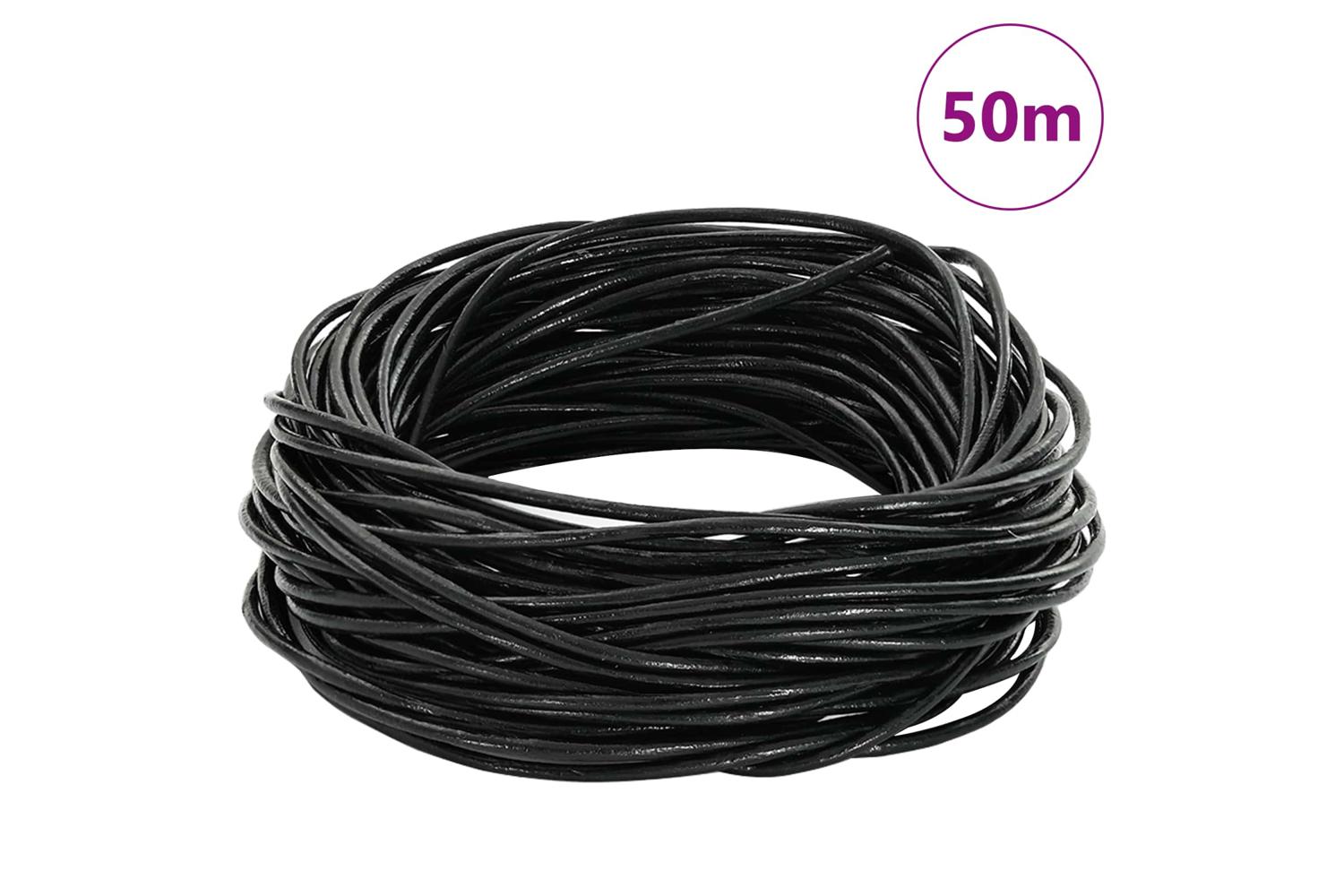 Vidaxl Leather Cord 1 Black 2 Mm X 50 M Leather-2