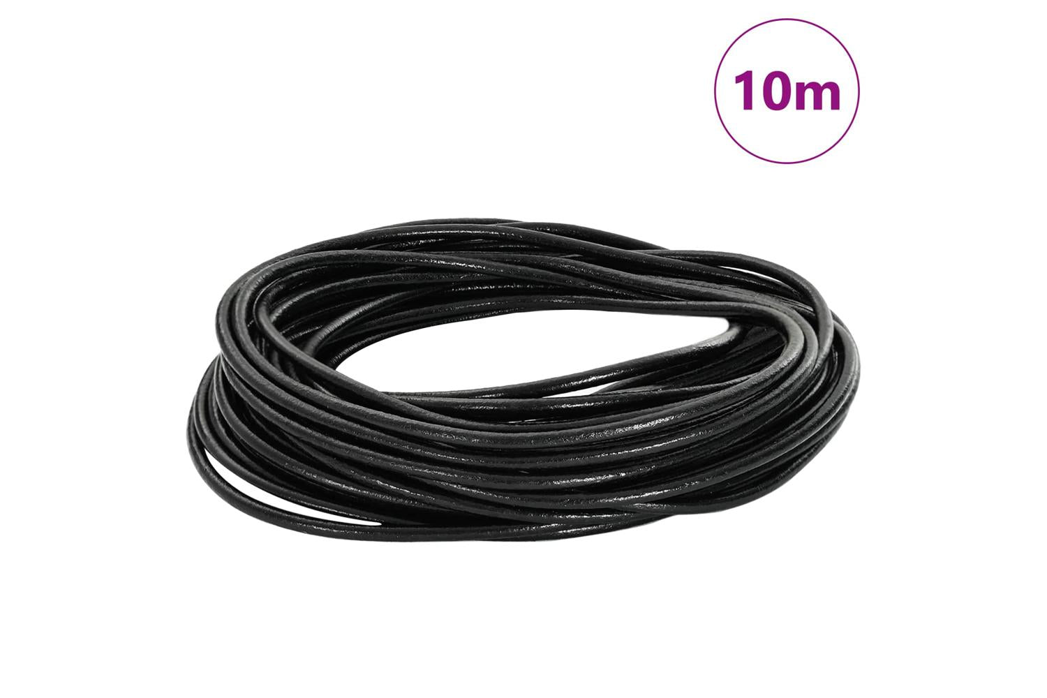 Vidaxl Leather Cord 1 Black 3 Mm X 10 M Leather-2