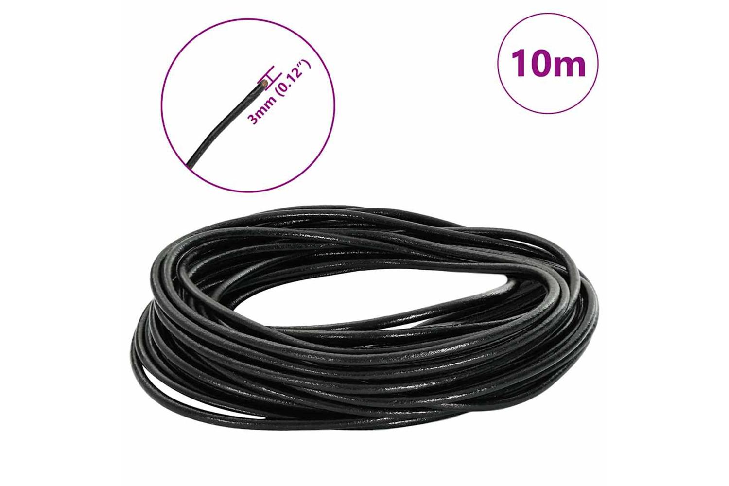 Vidaxl Leather Cord 1 Black 3 Mm X 10 M Leather-7