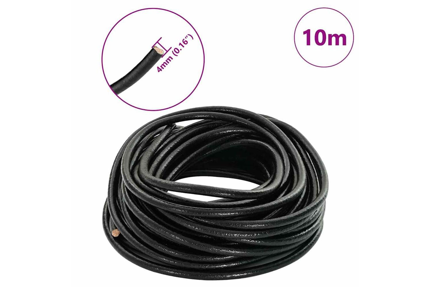 Vidaxl Leather Cord 1 Black 4 Mm X 10 M Leather-7
