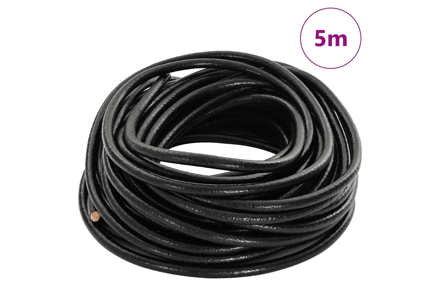 Vidaxl Leather Cord 1 Black 4 Mm X 5 M Leather-2