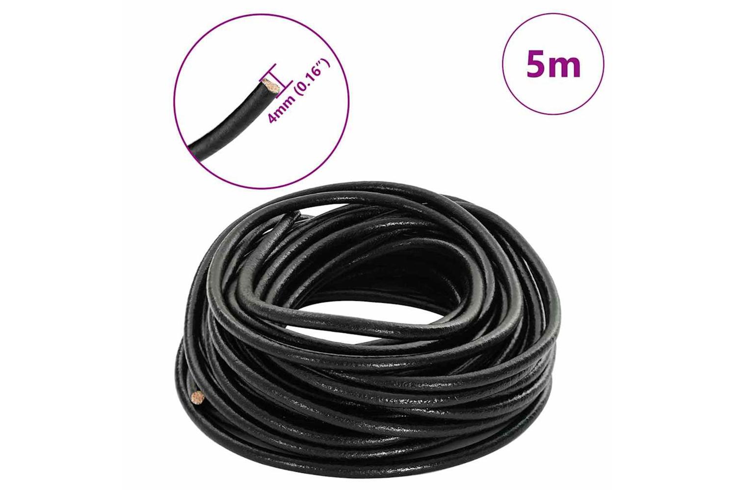 Vidaxl Leather Cord 1 Black 4 Mm X 5 M Leather-7