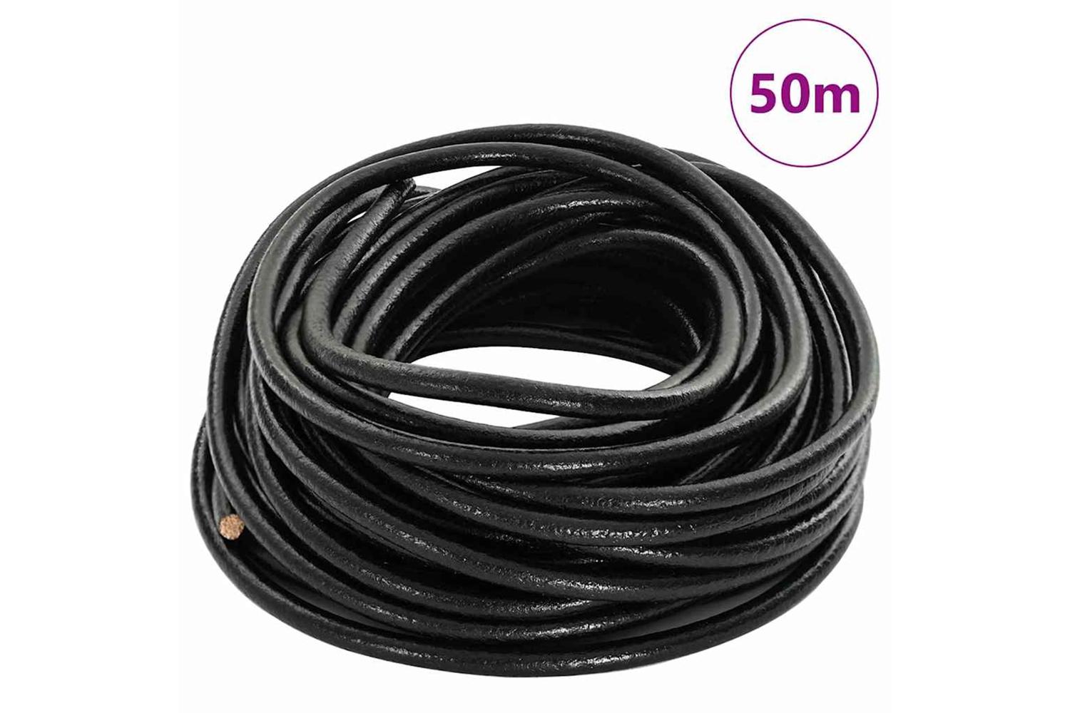Vidaxl Leather Cord 1 Black 5 Mm X 50 M Leather