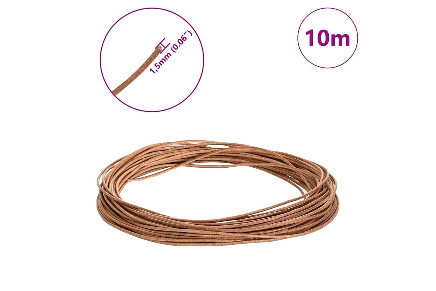 Vidaxl Leather Cord 1 Brown 15 Mm X 10 M Leather-7
