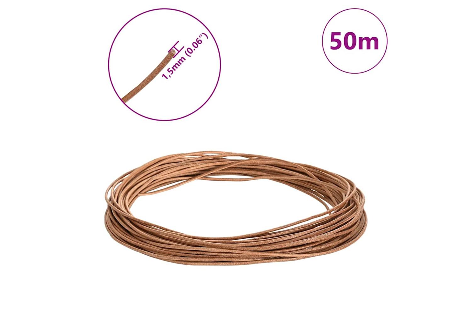 Vidaxl Leather Cord 1 Brown 15 Mm X 50 M Leather-7
