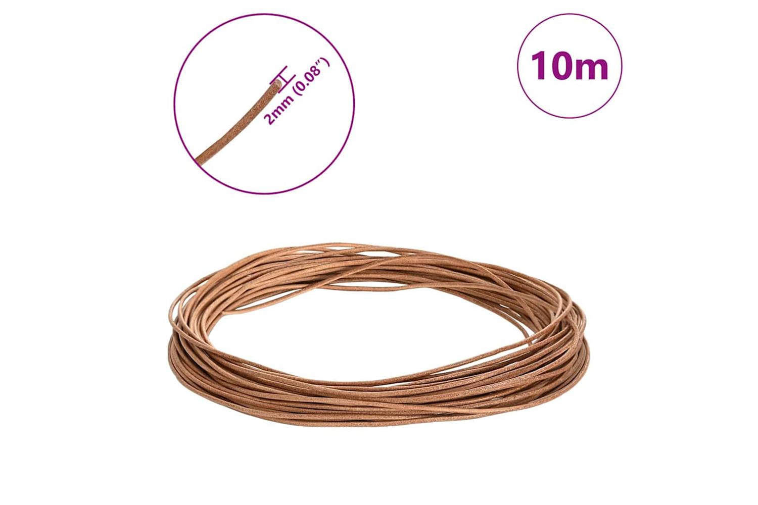 Vidaxl Leather Cord 1 Brown 2 Mm X 10 M Leather-7