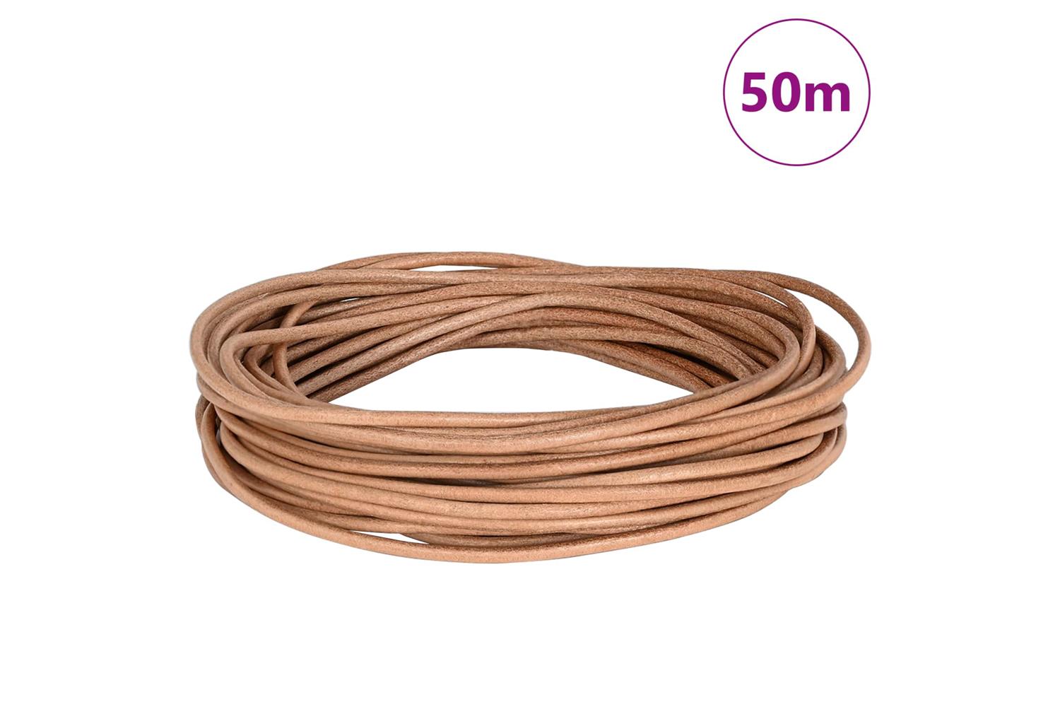 Vidaxl Leather Cord 1 Brown 25 Mm X 50 M Leather-2