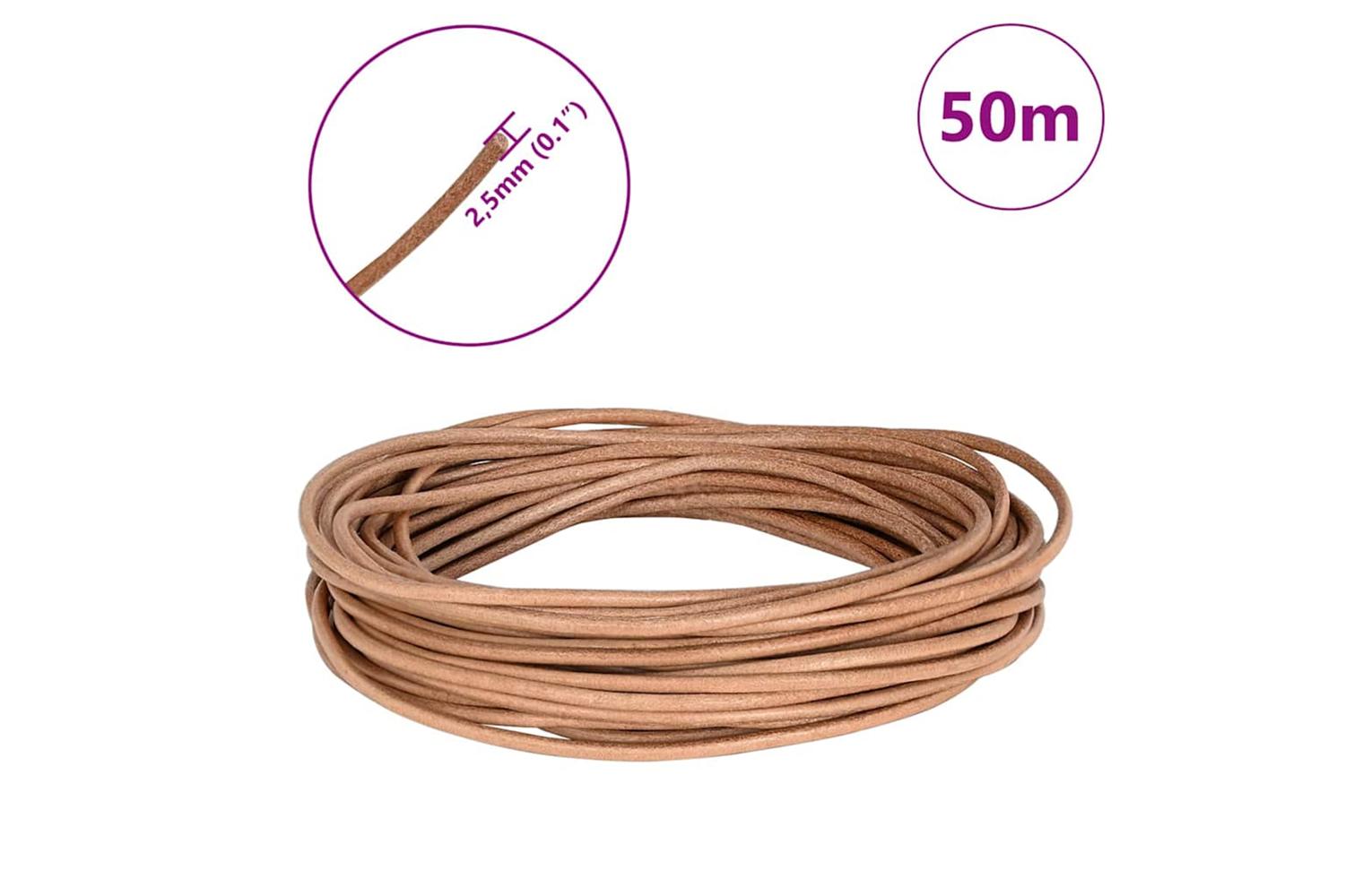 Vidaxl Leather Cord 1 Brown 25 Mm X 50 M Leather-7
