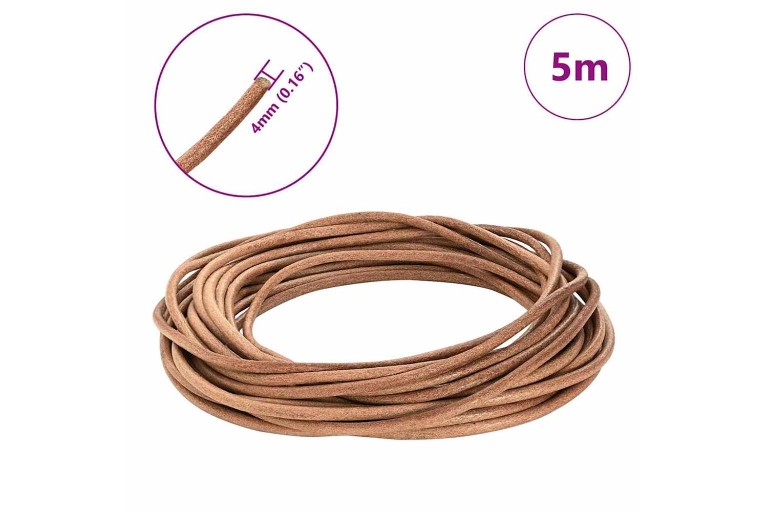 Vidaxl Leather Cord 1 Brown 4 Mm X 5 M Leather-7