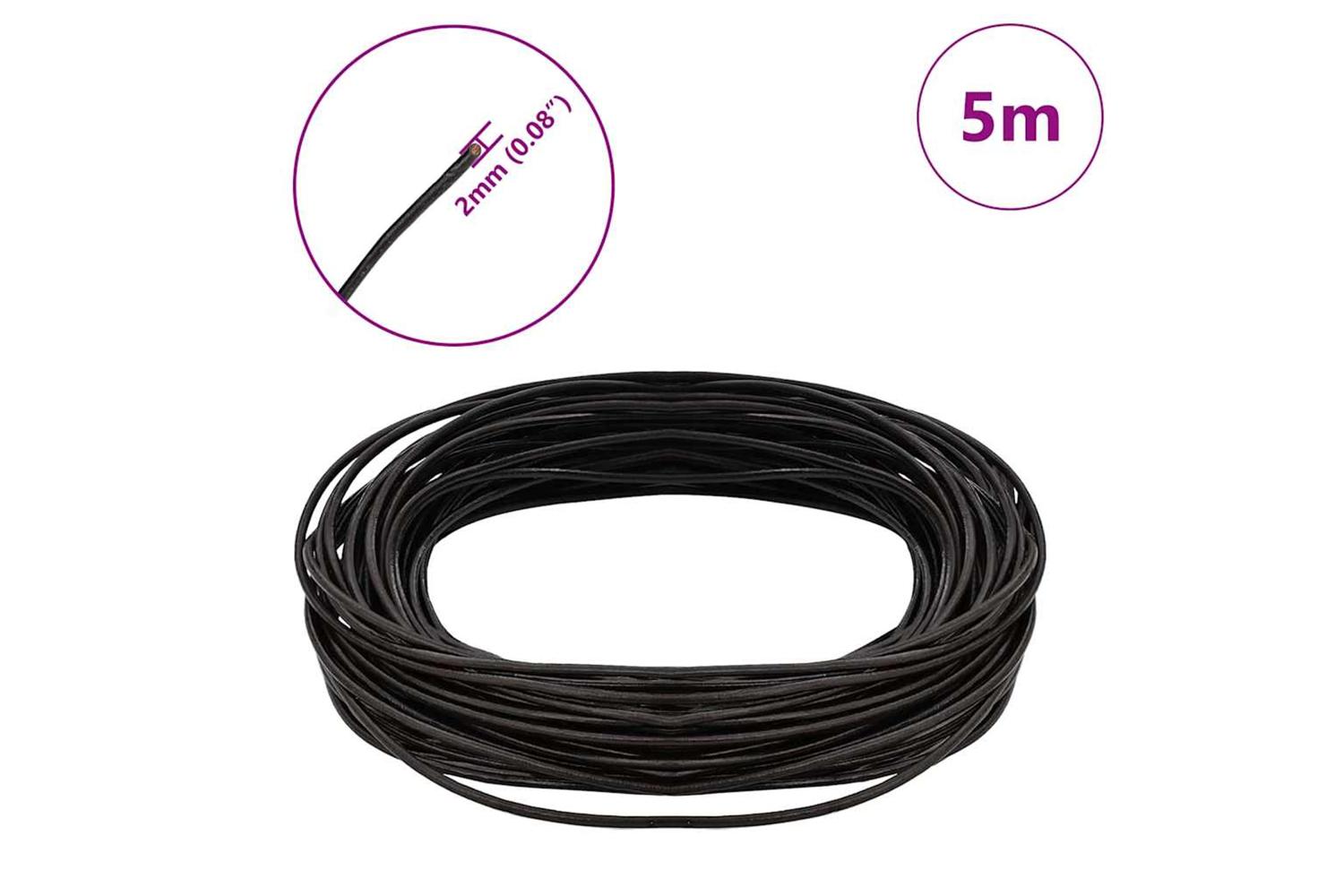 Vidaxl Leather Cord 1 Dark Brown 2 Mm X 5 M Leather-7