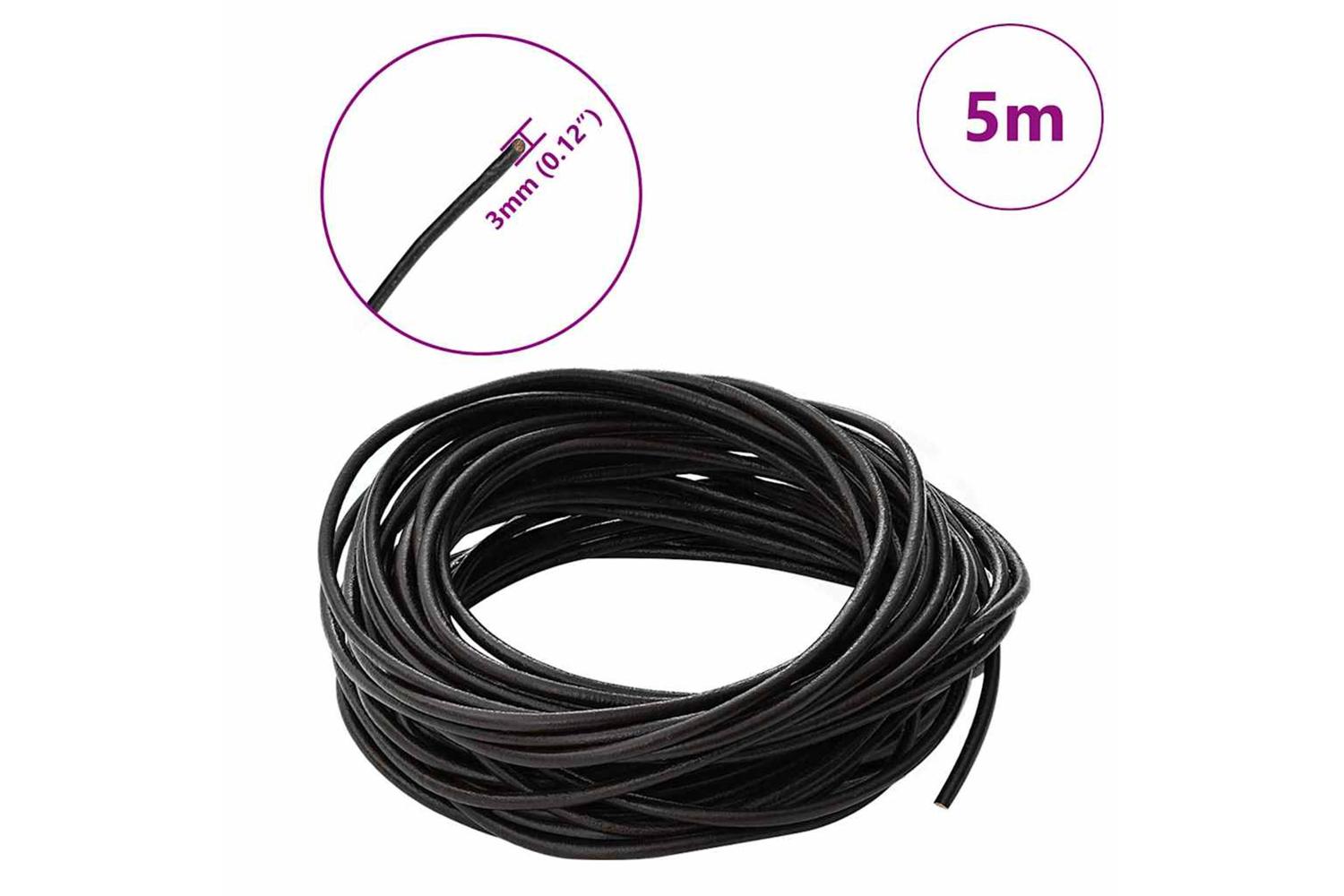 Vidaxl Leather Cord 1 Dark Brown 3 Mm X 5 M Leather-7