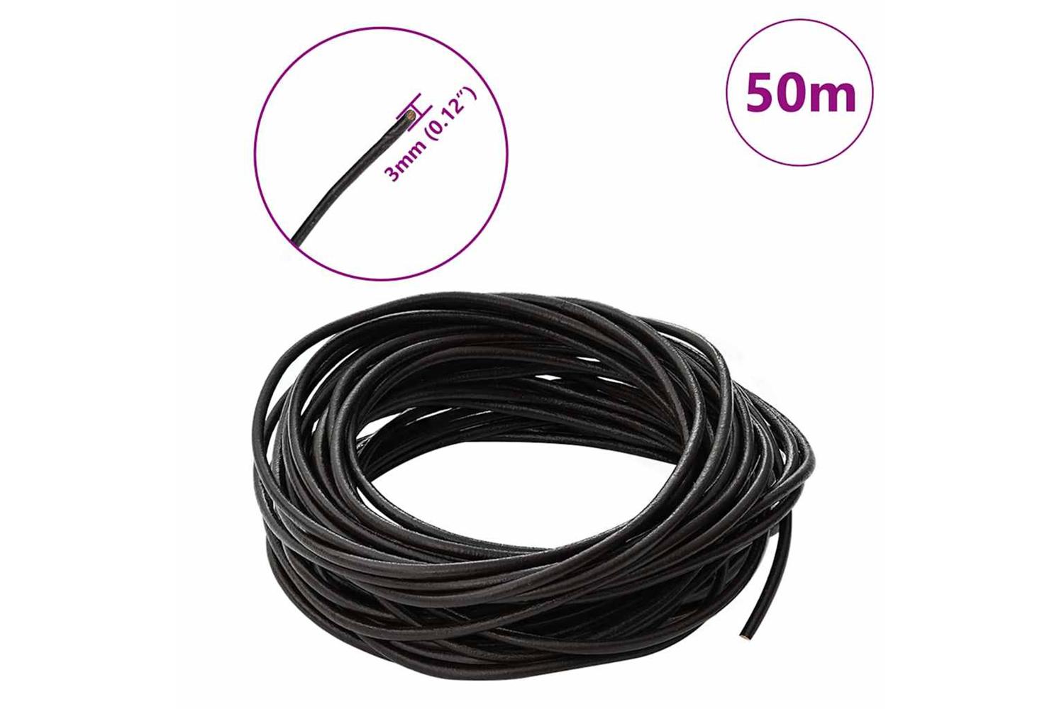 Vidaxl Leather Cord 1 Dark Brown 3 Mm X 50 M Leather-7