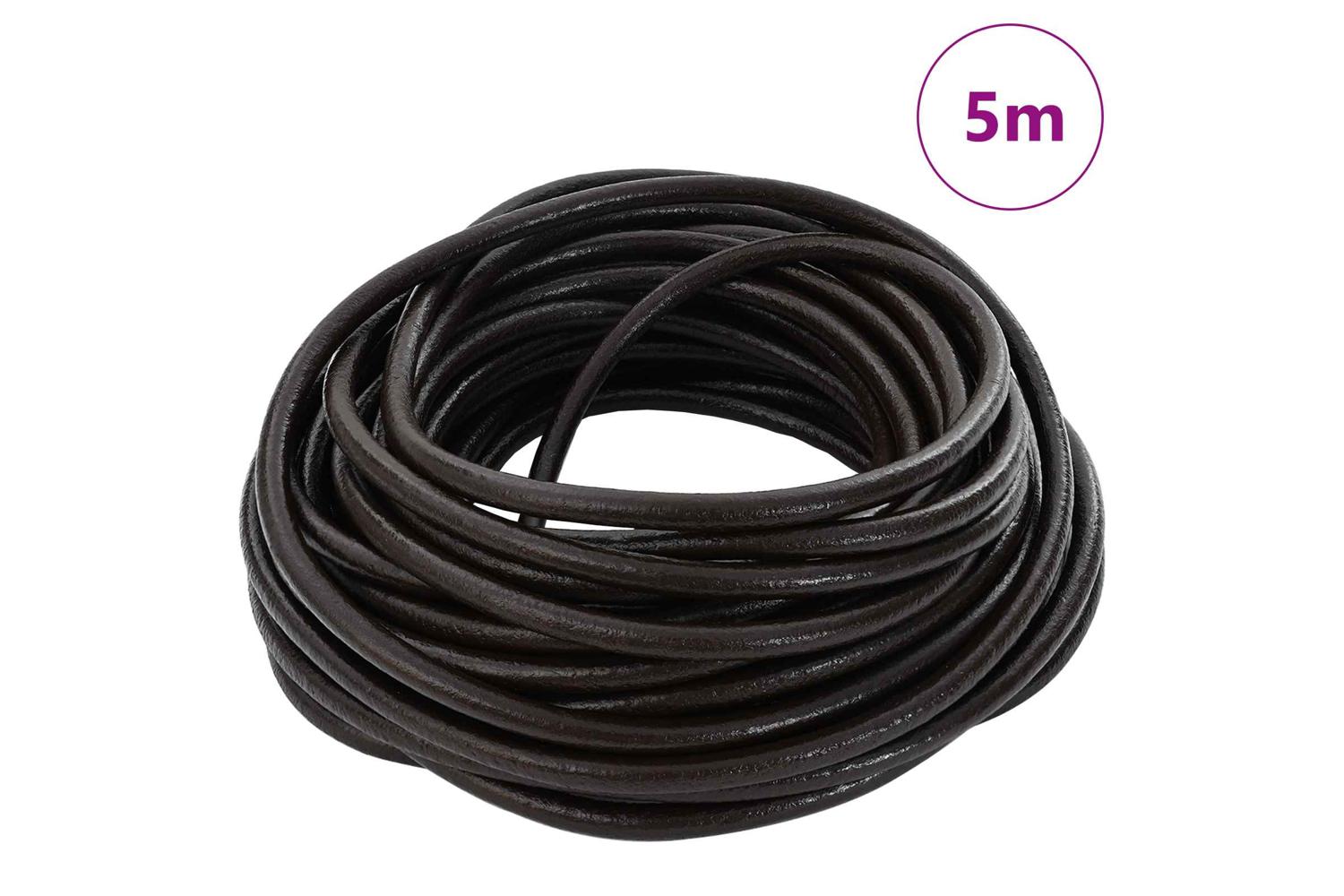 Vidaxl Leather Cord 1 Dark Brown 4 Mm X 5 M Leather-2
