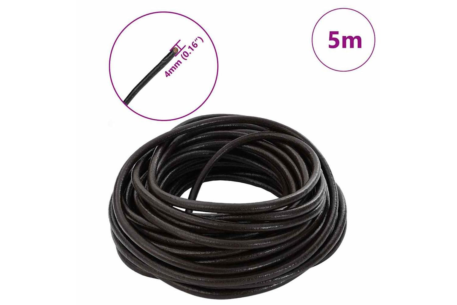 Vidaxl Leather Cord 1 Dark Brown 4 Mm X 5 M Leather-7