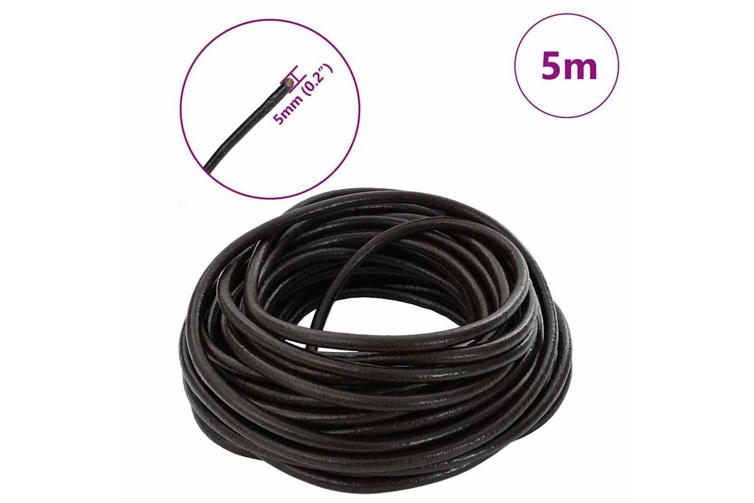 Vidaxl Leather Cord 1 Dark Brown 5 Mm X 5 M Leather-7