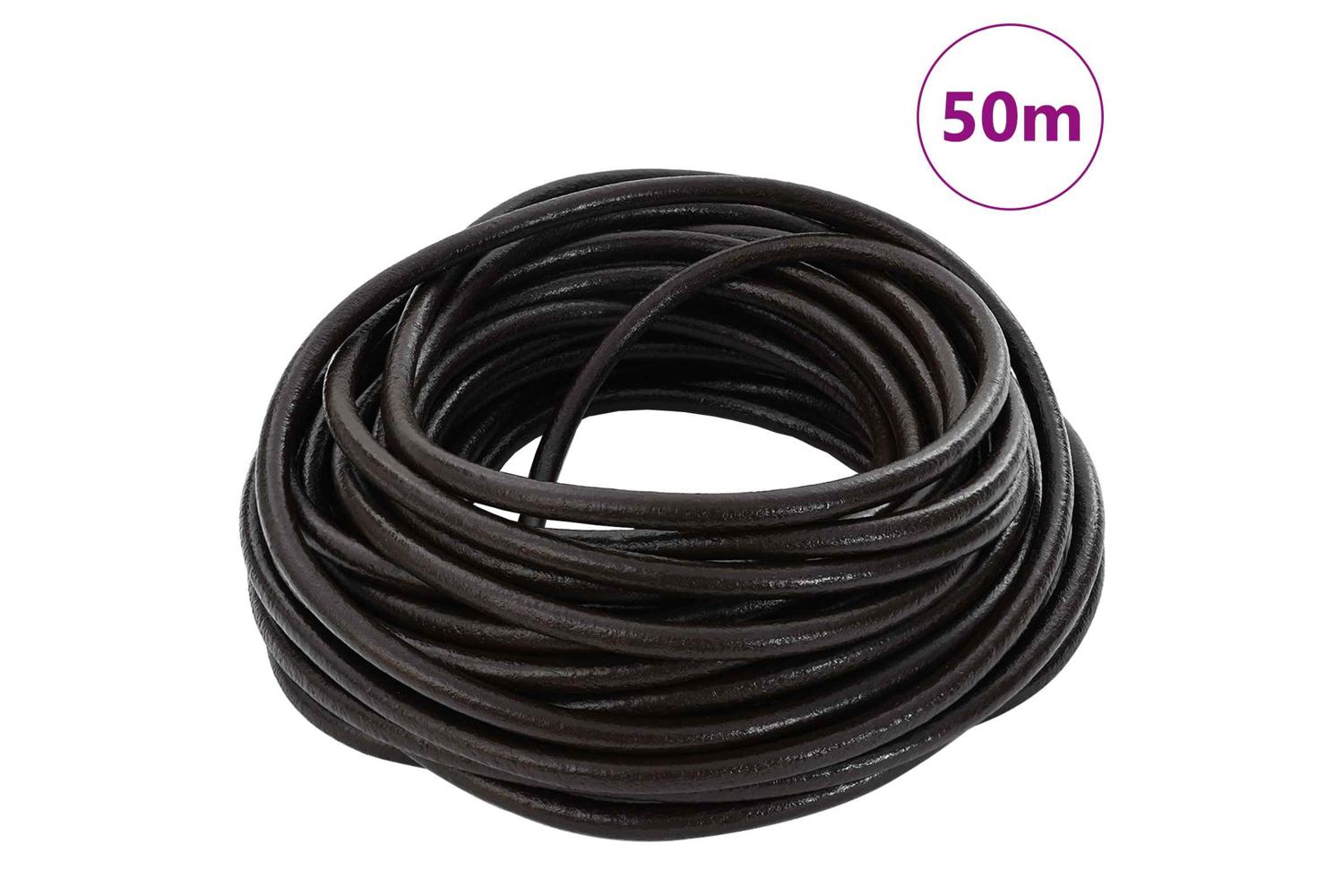 Vidaxl Leather Cord 1 Dark Brown 5 Mm X 50 M Leather-2