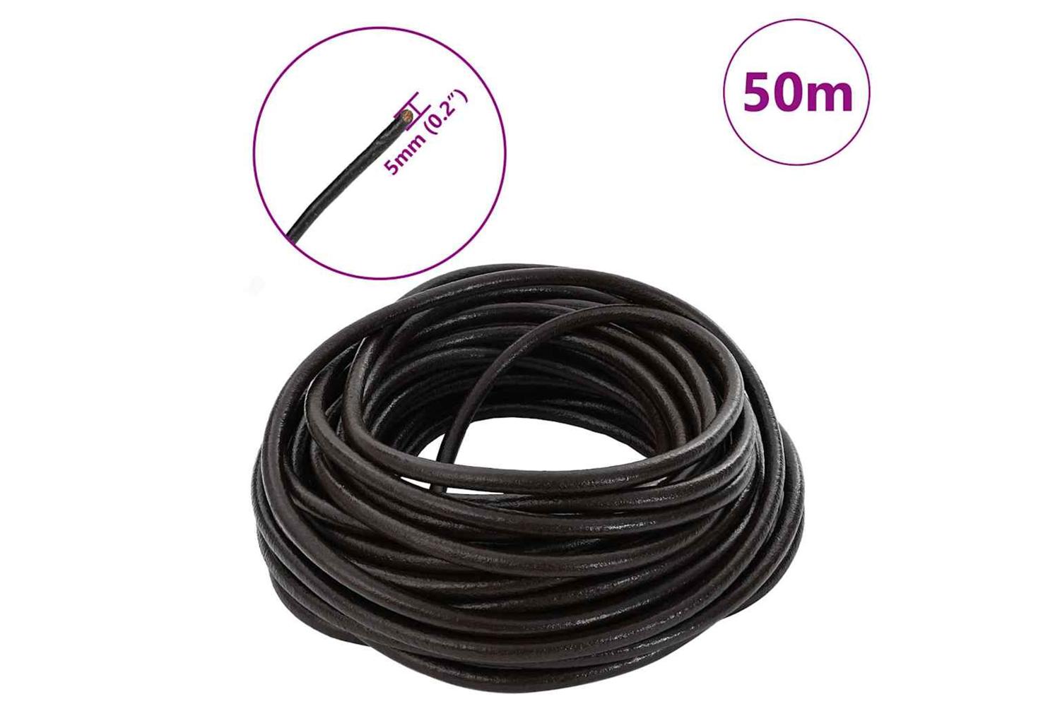 Vidaxl Leather Cord 1 Dark Brown 5 Mm X 50 M Leather-7
