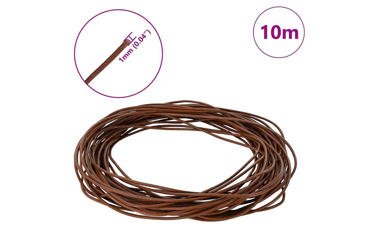 Vidaxl Leather Cord 1 Light Brown 1 Mm X 10 M Leather-7