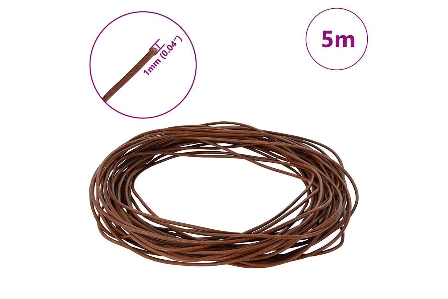Vidaxl Leather Cord 1 Light Brown 1 Mm X 5 M Leather-7