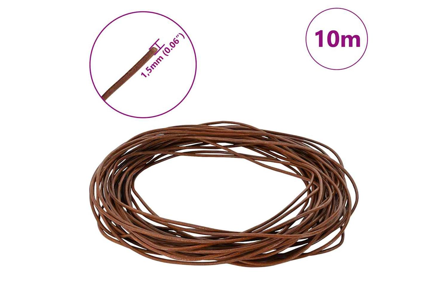Vidaxl Leather Cord 1 Light Brown 15 Mm X 10 M Leather-7