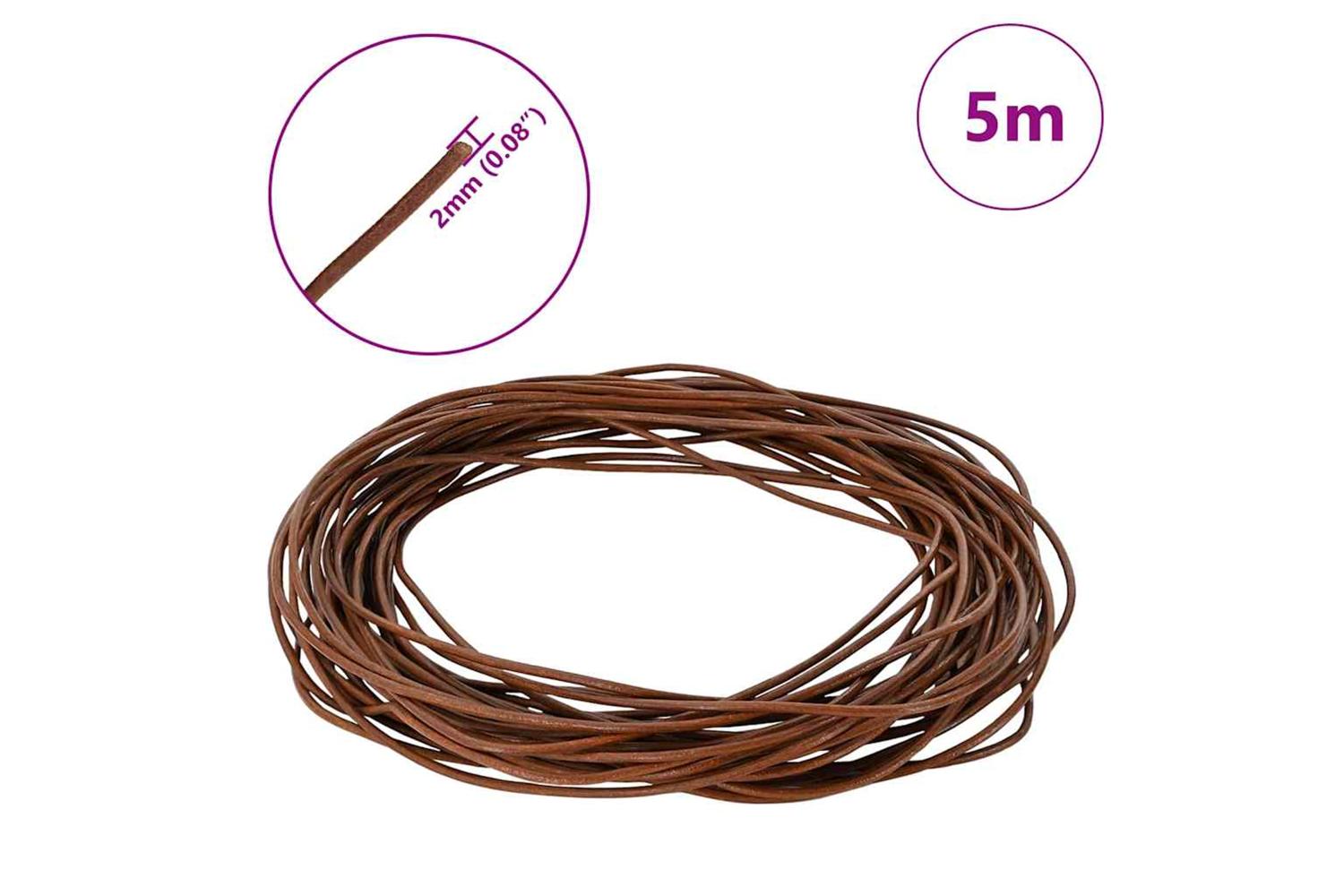 Vidaxl Leather Cord 1 Light Brown 2 Mm X 5 M Leather-7